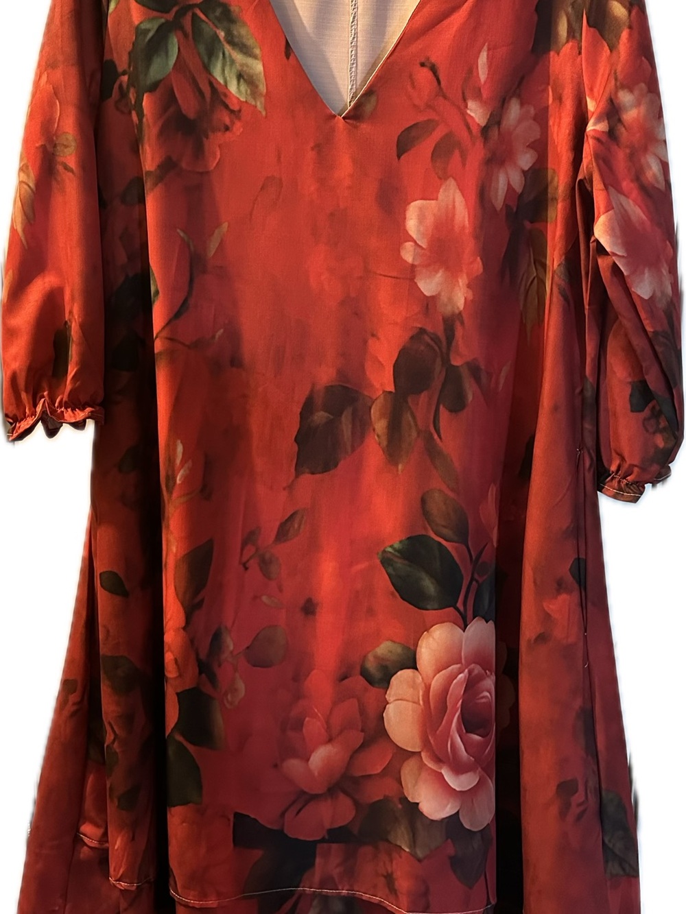 Floral V-Neck Women’s Top in Burnt Orange